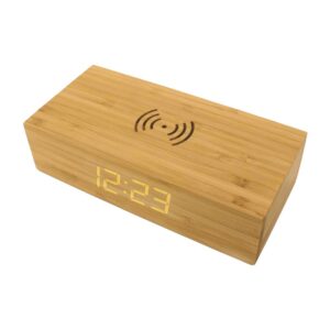 Bamboo Wireless Charger with Clock - Image 1