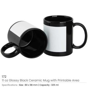 Black Ceramic Mugs with Printable Area - Image 3