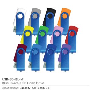 Matt Blue Swivel USB Flash Drives - Image 3