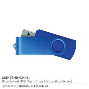 Matt Blue Swivel USB Flash Drives - Image 11