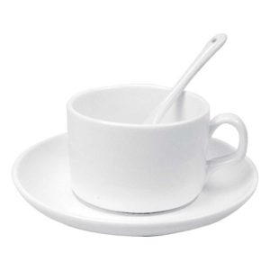 Ceramic Saucer Teacups with Spoon - Image 1