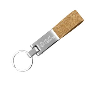 Metal Keychain with Cork Strap - Image 2