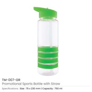 Water Bottle with Straw - Image 4