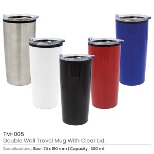 Double-Wall Travel Mugs with Clear Lid - Image 9