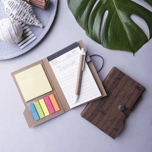 Wood Design Notebook with Sticky Note and Pen - Image 3