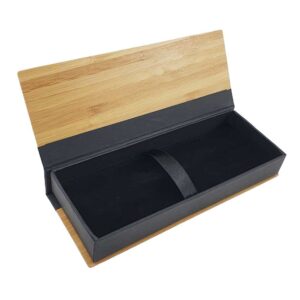 Bamboo Pen Box with Velvet Interior - Image 1