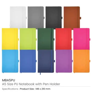 PU Notebook with Pen Holder - Image 3