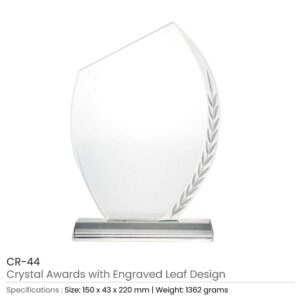 Crystal Awards with Engraved Leaf Design - Image 3