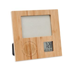 Bamboo Photo Frame with Digital Clock - Image 2