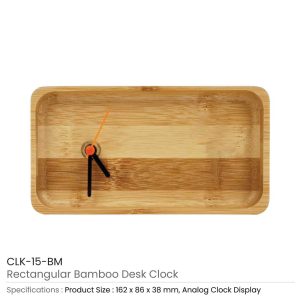 Rectangular Bamboo Desk Clock - Image 3