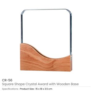 Square Crystal Awards with Wooden Base - Image 3