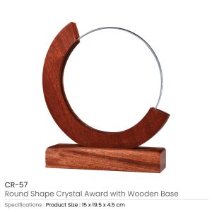 Round Moon Crystal Awards with Wooden Base - Image 3