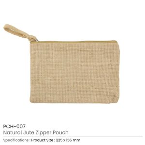 Natural Jute Zipper Pouch - Image 3