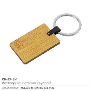 Bamboo & Metal Keychain Rectangle - Image 3