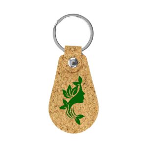 Cork PU Keychains with 32mm Key Ring - Image 2