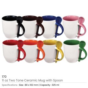 Ceramic Mugs with Spoon - Image 13