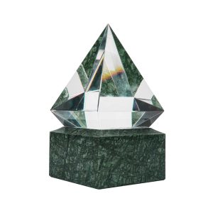 Diamond Shaped Crystal Awards with Marble Base - Image 1