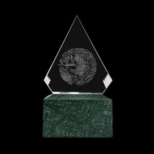 Diamond Shaped Crystal Awards with Marble Base - Image 2