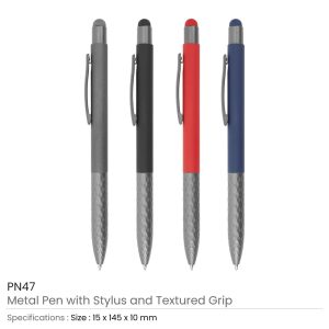 Stylus Metal Pens with Textured Grip - Image 3