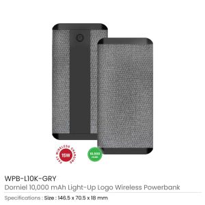 Dorniel Wireless Powerbank 10000 mAh with Light-up Logo - Image 5