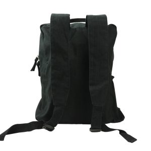 Black Cotton Backpack with Zipper Closure - Image 9