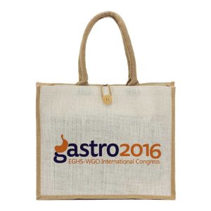 Jute Shopping Bags with Button - Image 2