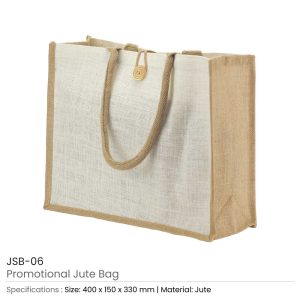 Jute Shopping Bags with Button - Image 3