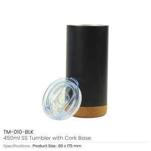 Travel Tumbler with Cork Base 450ml Stainless Steel - Image 5