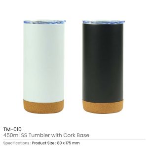 Travel Tumbler with Cork Base 450ml Stainless Steel - Image 3