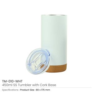 Travel Tumbler with Cork Base 450ml Stainless Steel - Image 4