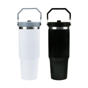 Tumbler with Handle and Straw SS Double Wall 900ml - Image 1