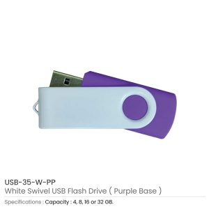 White Swivel USB Flash Drives - Image 8