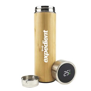 Bamboo Flask with Temperature Display - Image 2