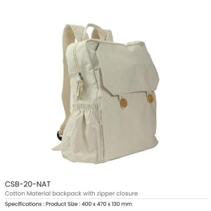 Black Cotton Backpack with Zipper Closure - Image 5