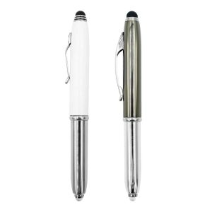 3 in 1 Metal Pens with Stylus and Light - Image 1