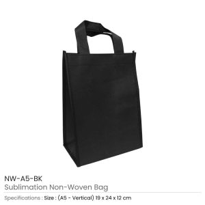 A5 Black Non Woven Shopping Bags - Image 3