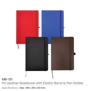 A5 PU Leather Notebooks with Elastic Band, Calendar, Pen Holder - Image 3