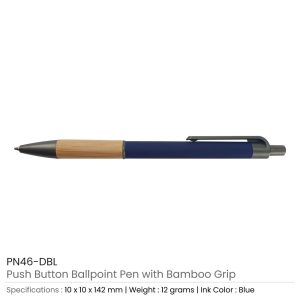 Push Button Ballpoint Pens with Bamboo Grip - Image 6