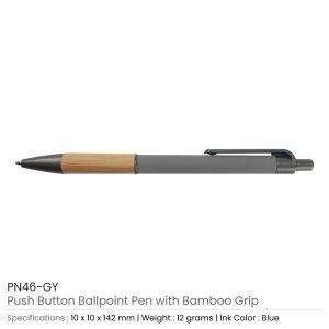 Push Button Ballpoint Pens with Bamboo Grip - Image 8