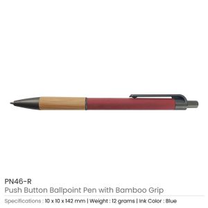 Push Button Ballpoint Pens with Bamboo Grip - Image 9