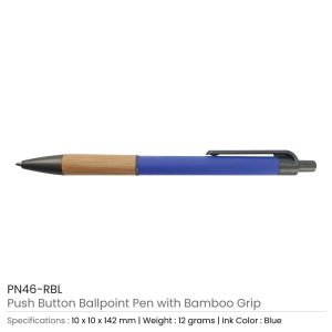 Push Button Ballpoint Pens with Bamboo Grip - Image 10