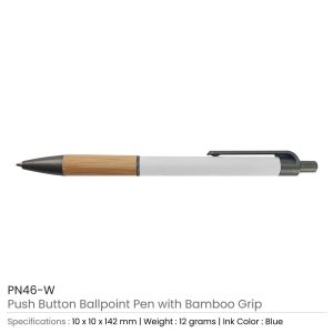 Push Button Ballpoint Pens with Bamboo Grip - Image 4