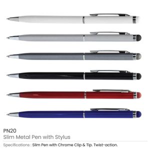 Slim Metal Pens with Stylus - Image 3