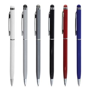 Slim Metal Pens with Stylus - Image 1