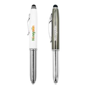 3 in 1 Metal Pens with Stylus and Light - Image 2