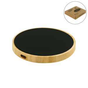 Bamboo Wireless Charger 15W Fast Charging & LED Logo - Image 1