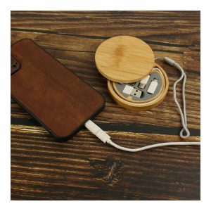 Multi-Charging Cable Set in Round Bamboo Case - Image 4