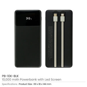 Powerbank with LED Screen 10,000 mAh and Built-in Cables - Image 5