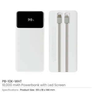 Powerbank with LED Screen 10,000 mAh and Built-in Cables - Image 4