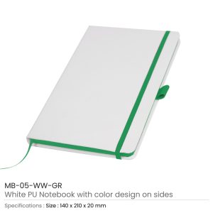 White PU Leather Cover A5 Notebooks Band Bookmark Loop - Image 4